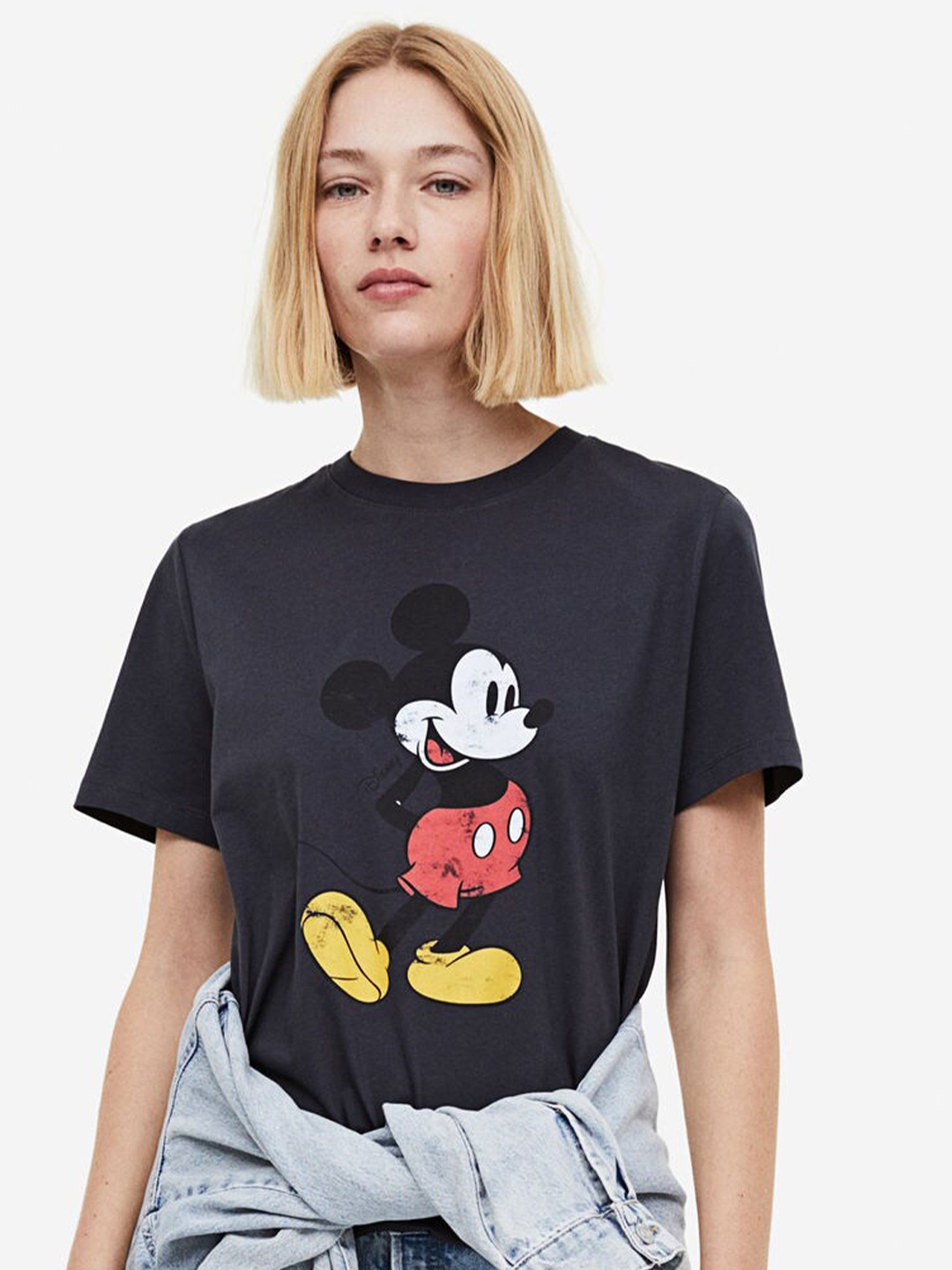 

H&M Pure Cotton T-shirt With A Motif, Grey