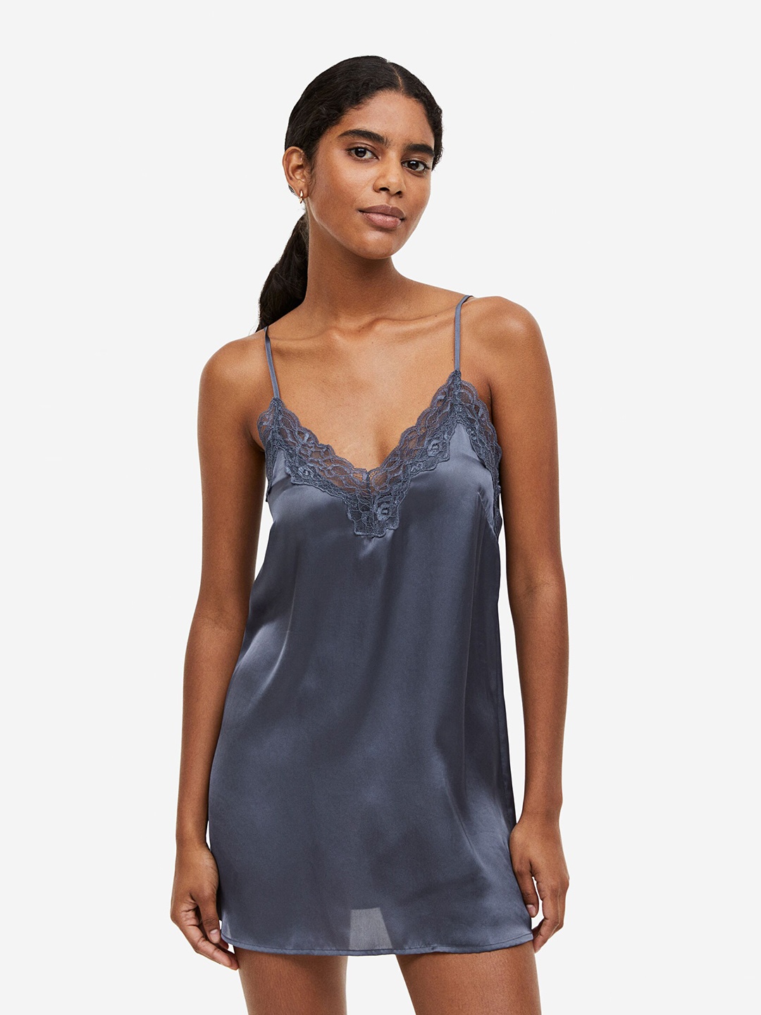 

H&M Satin Nightslip, Blue