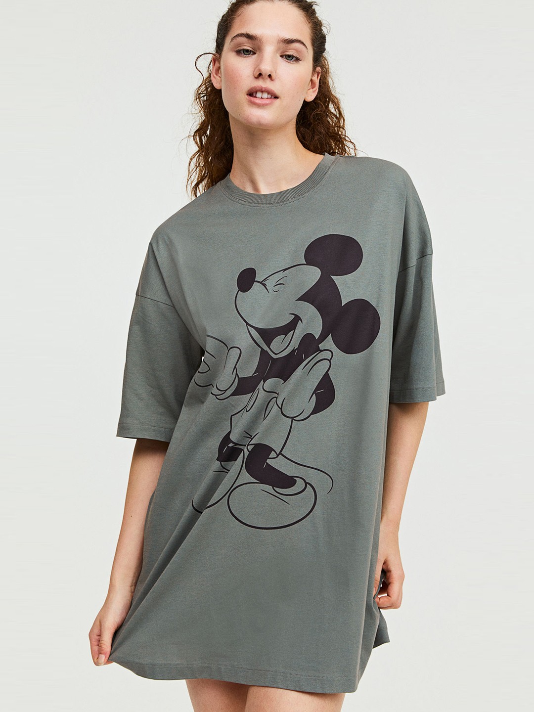 

H&M Oversized Printed Pure Cotton Nightdress, Green