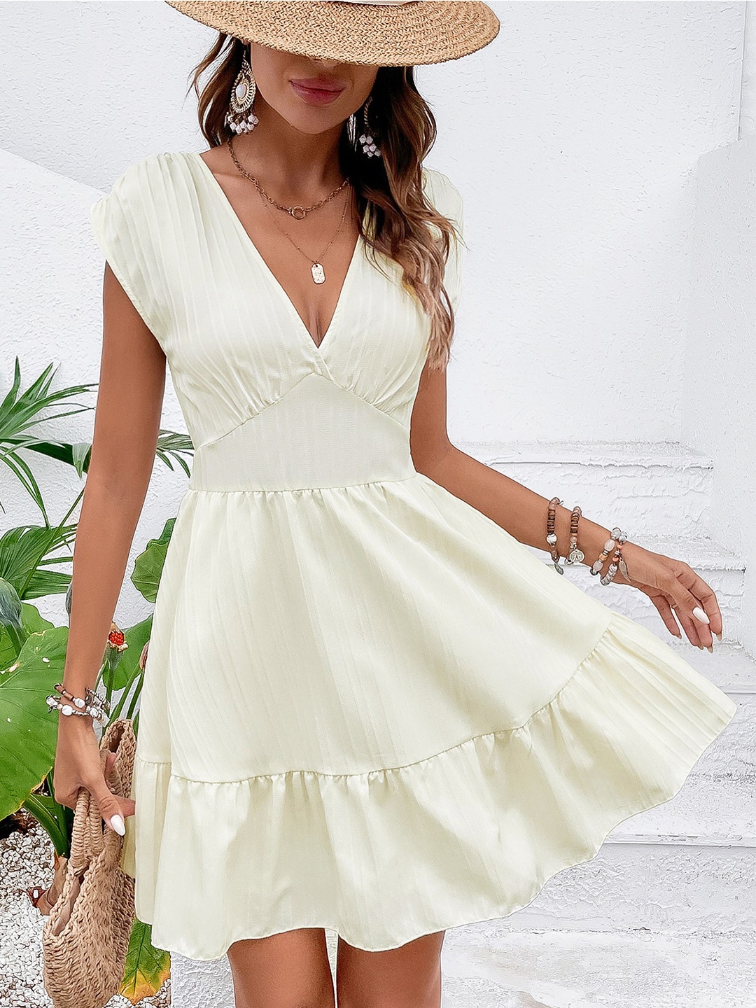 

StyleCast Tiered V-Neck Fit & Flare Dress, White