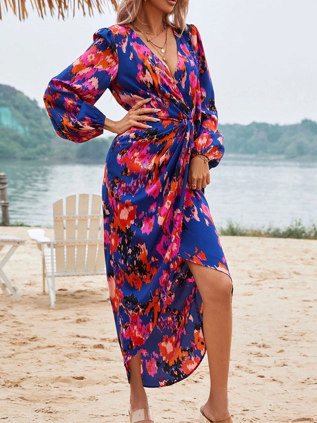 

StyleCast Abstract Printed V-Neck Bodycon Dress, Blue