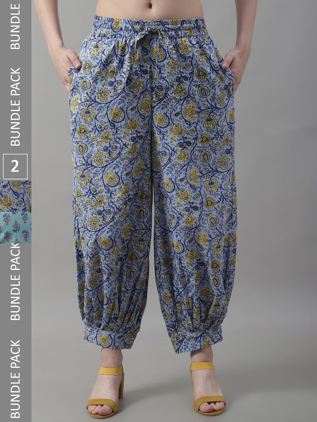

GRACIT Pack Of 2 Printed Cotton Loose Fit Salwar, Blue
