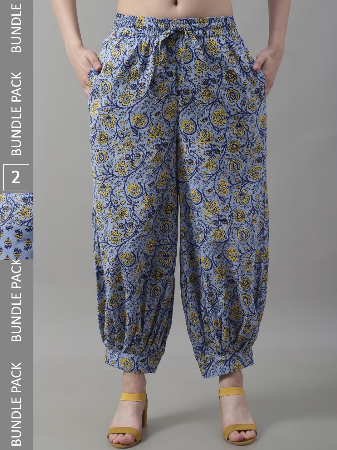 

GRACIT Pack Of 2 Printed Cotton Loose Fit Salwar, Blue