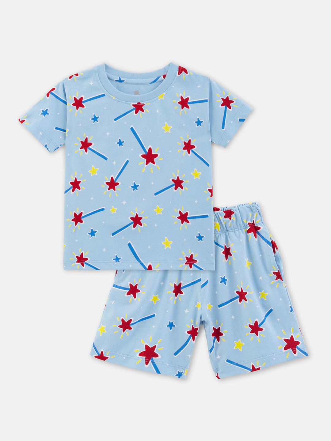 

Cuddles for Cubs Unisex Kids Printed T-shirt with Shorts, Blue