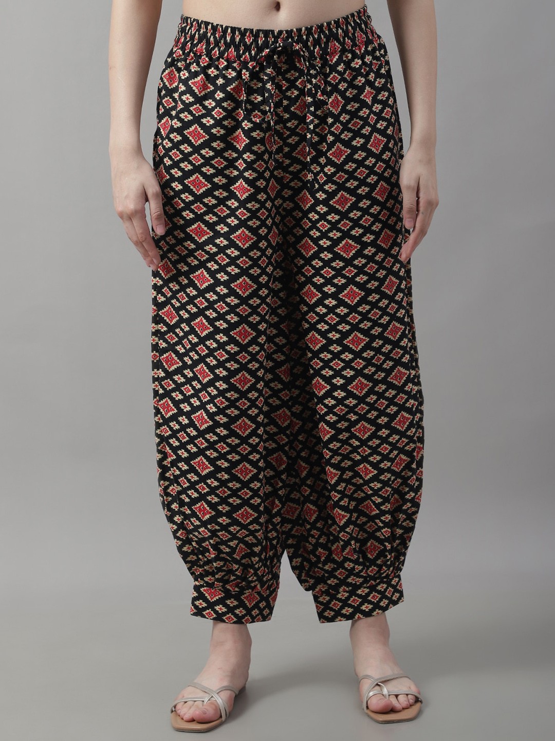 

Jinfo Printed Cotton Loose Fit Salwar, Black
