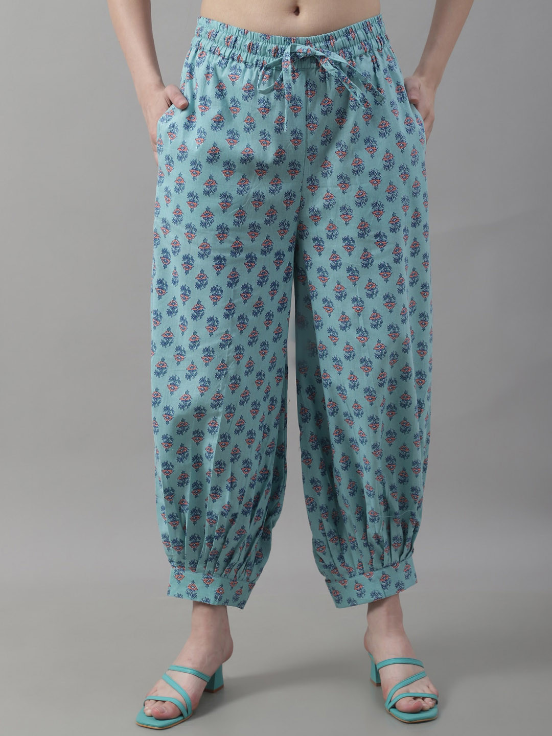 

Jinfo Printed Cotton Loose Fit Salwar, Green