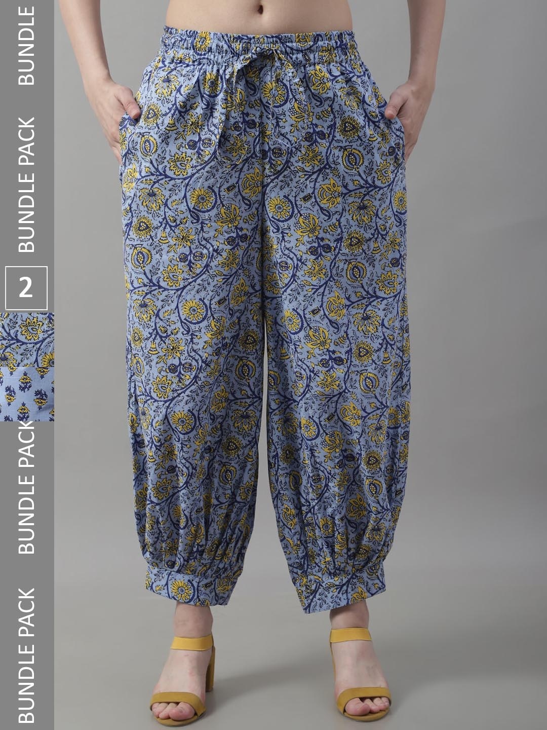 

Jinfo Pack Of 2 Printed Cotton Loose Fit Salwar, Blue