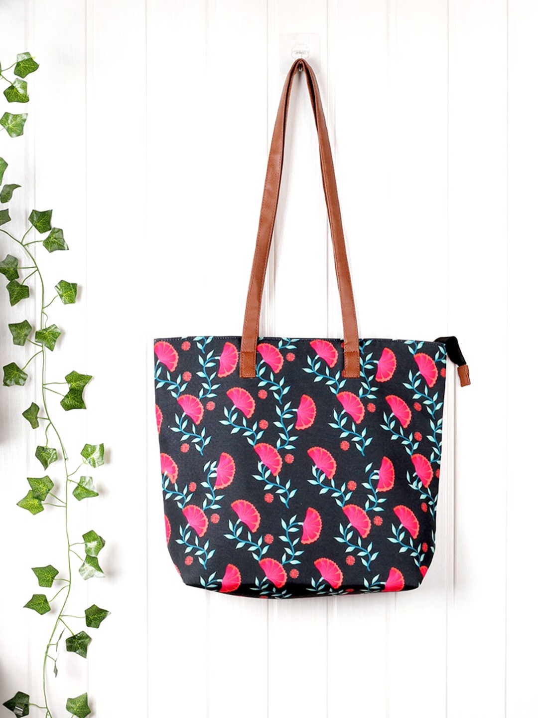

Happening Hippo Printed Canvas Shopper Tote Bag, Black
