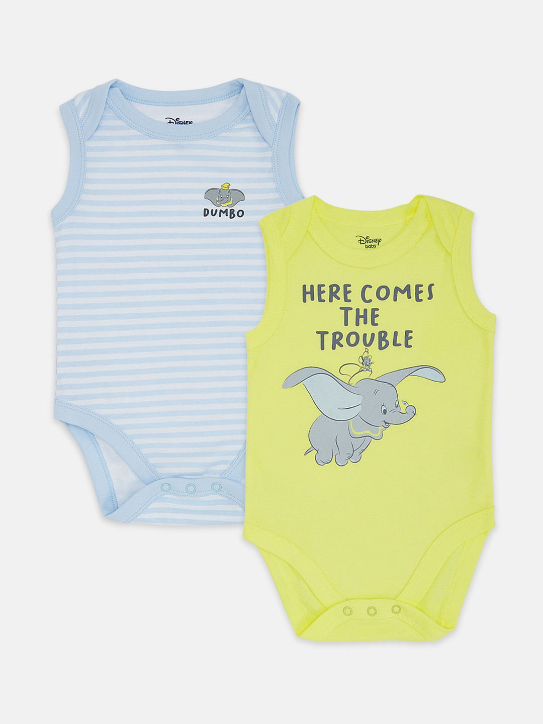 

Pantaloons Baby Infant Boys Pack Of 2 Printed Cotton Bodysuit, Yellow