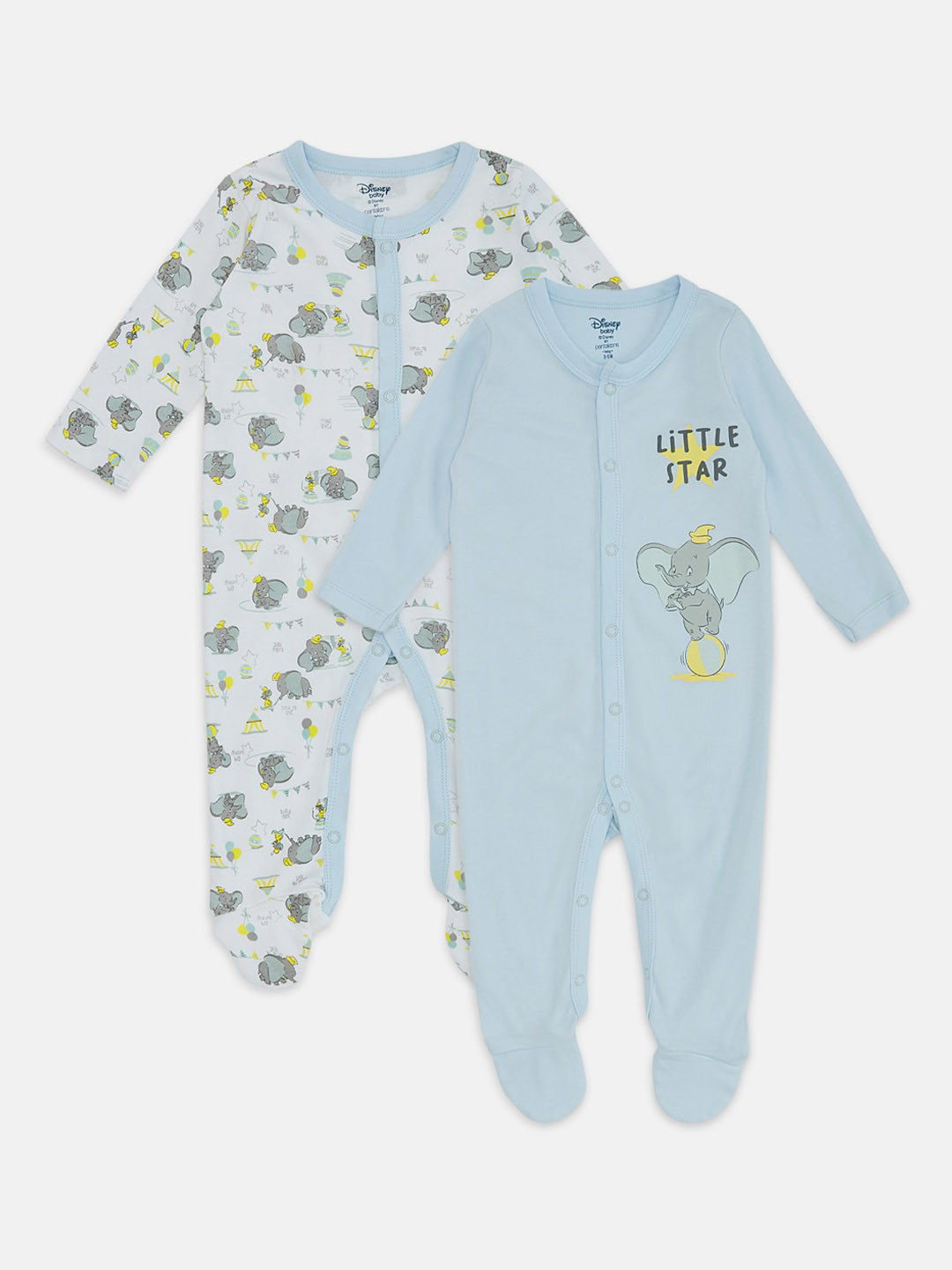 

Pantaloons Baby Boys Set of 2 Printed Cotton Sleepsuit, Blue