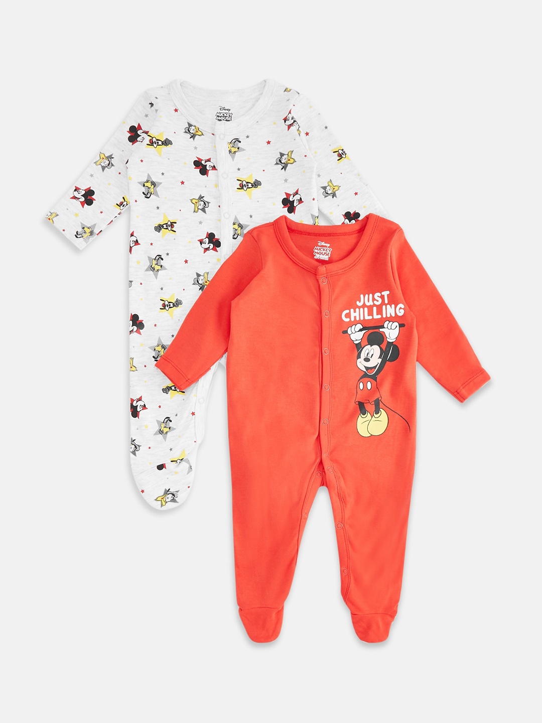 

Pantaloons Baby Infants Boys Pack Of 2 Printed Cotton Sleepsuit, Orange