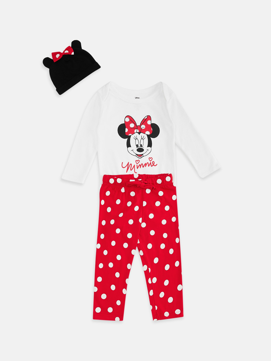

Pantaloons Baby Infant Girls Minnie Mouse Printed Pure Cotton Clothing Set, White