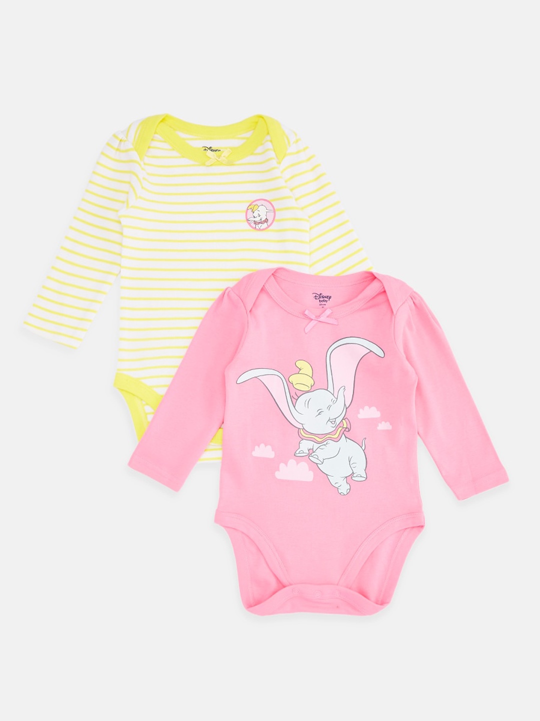 

Pantaloons Baby Infant Girls Pack Of 2 Printed Cotton Bodysuit, Yellow