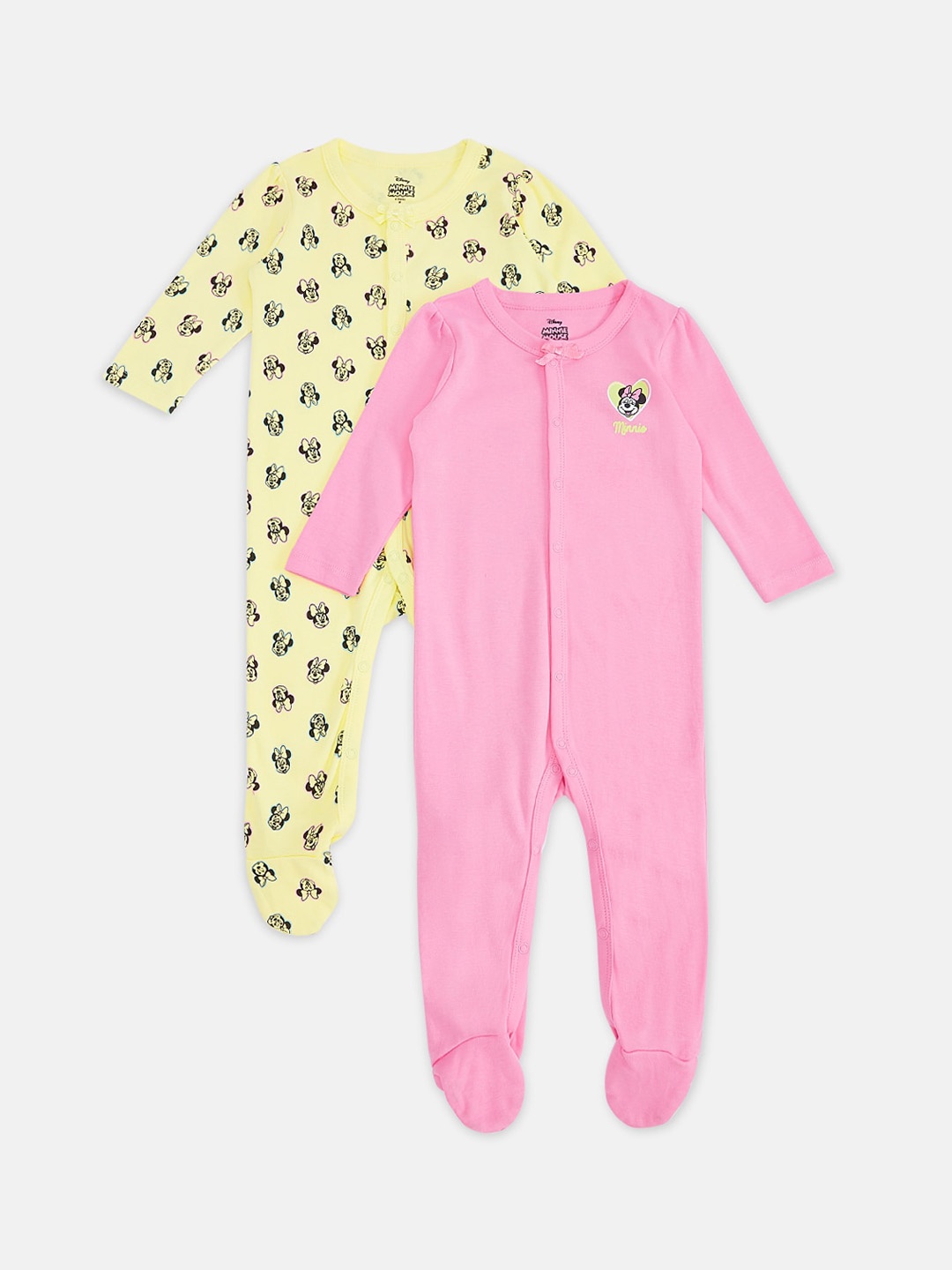 

Pantaloons Baby Infants Boys Pack Of 2 Minnie Mouse Printed Cotton Sleepsuit, Pink