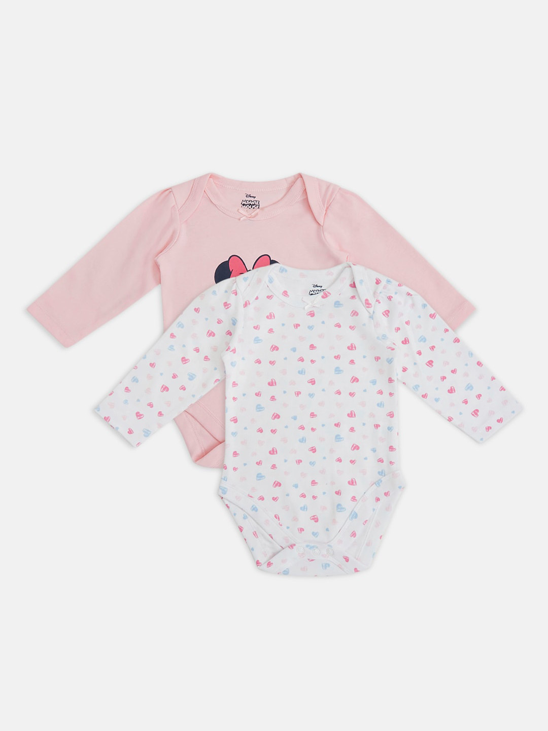

Pantaloons Baby Infants Girls Pack Of 2 Minnie Mouse Printed Cotton Bodysuit, Pink