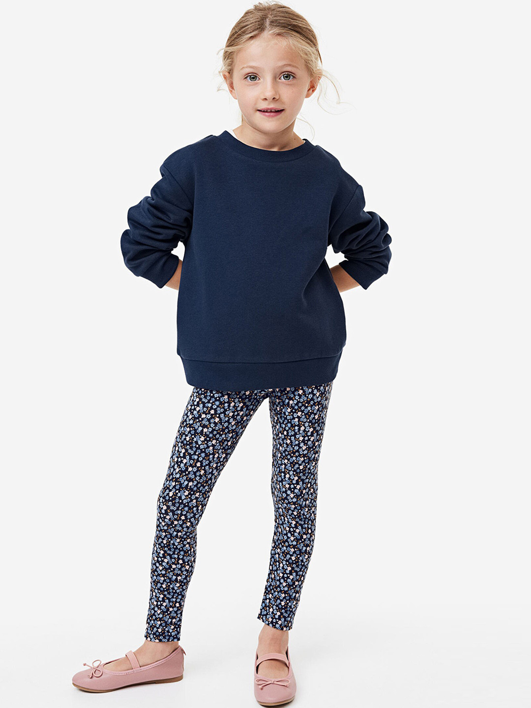 

H&M Girls 3-Pack Cotton Leggings, Black