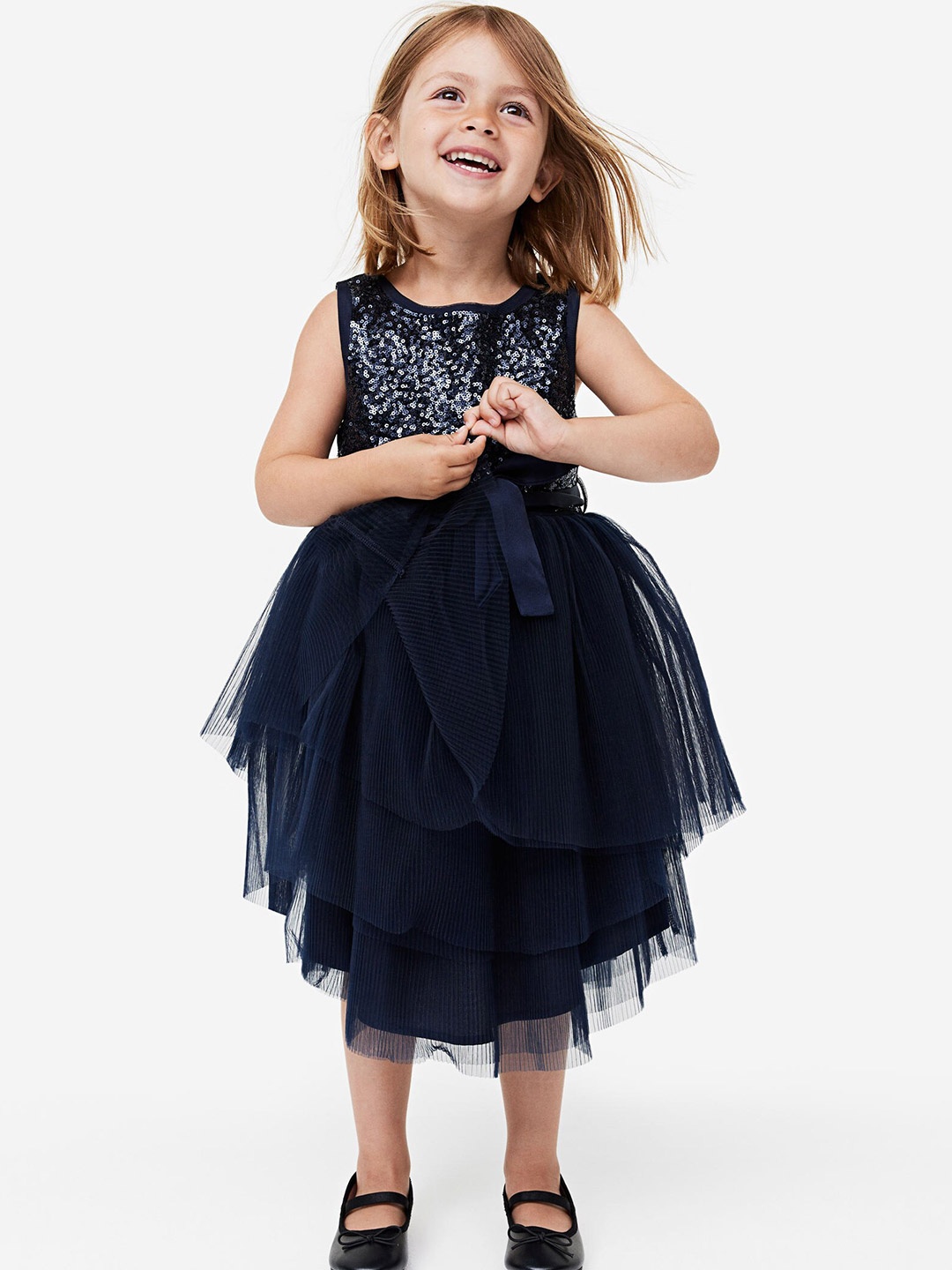 

H&M Girls Sequined Tulle Dress, Blue