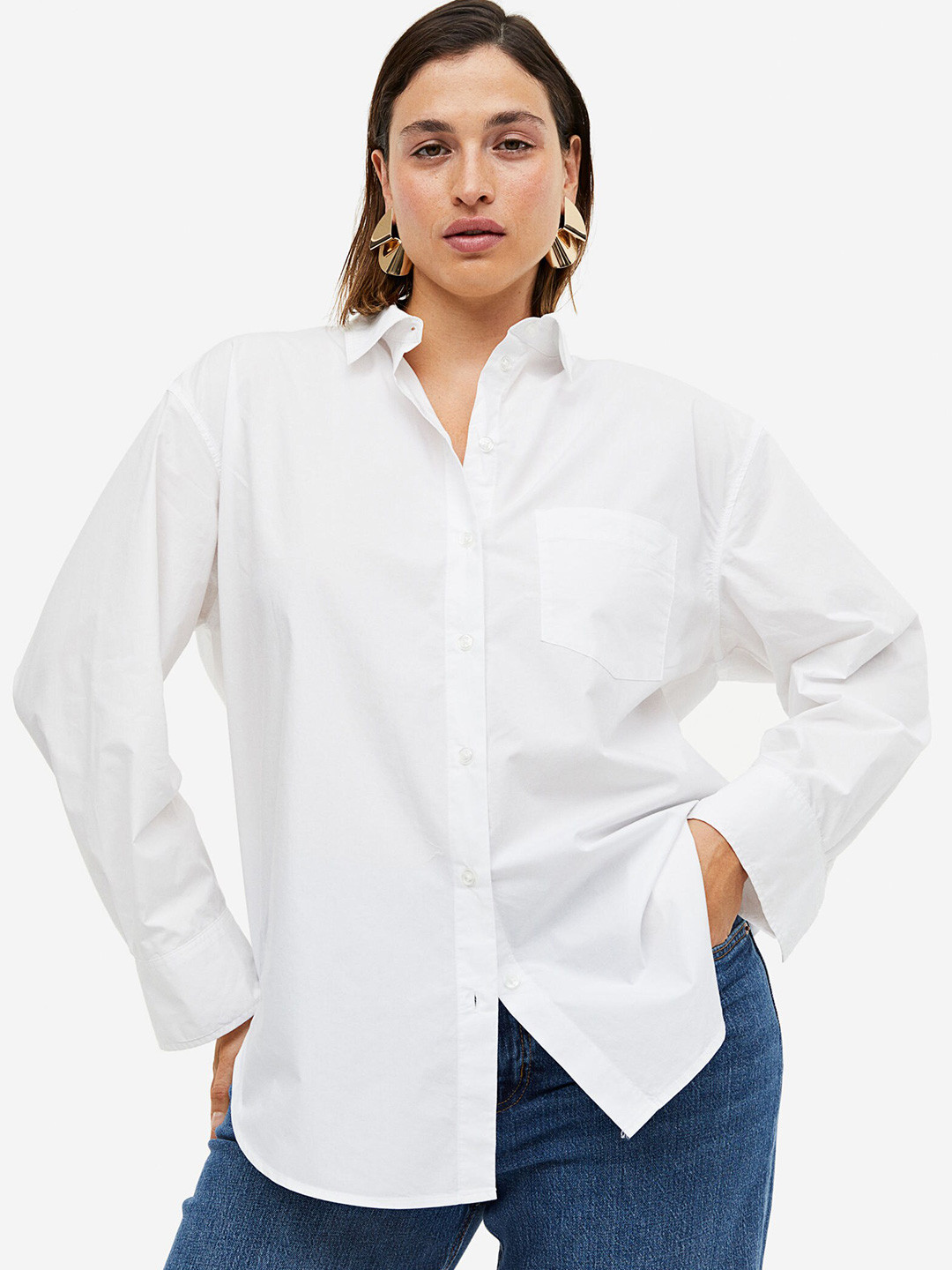 

H&M Oversized Poplin Shirt, White