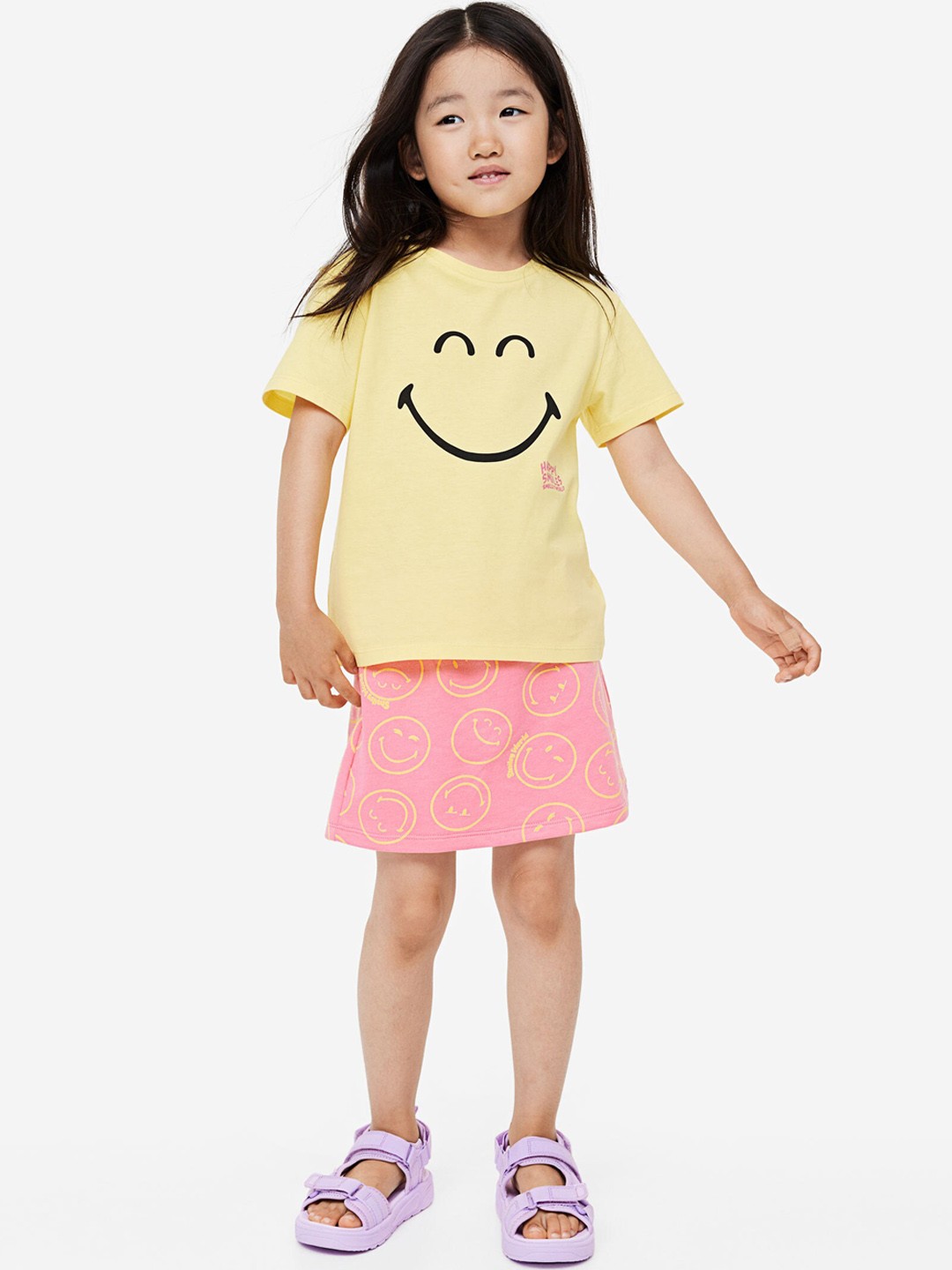 

H&M Girls Printed Sweatshirt Skirt, Pink