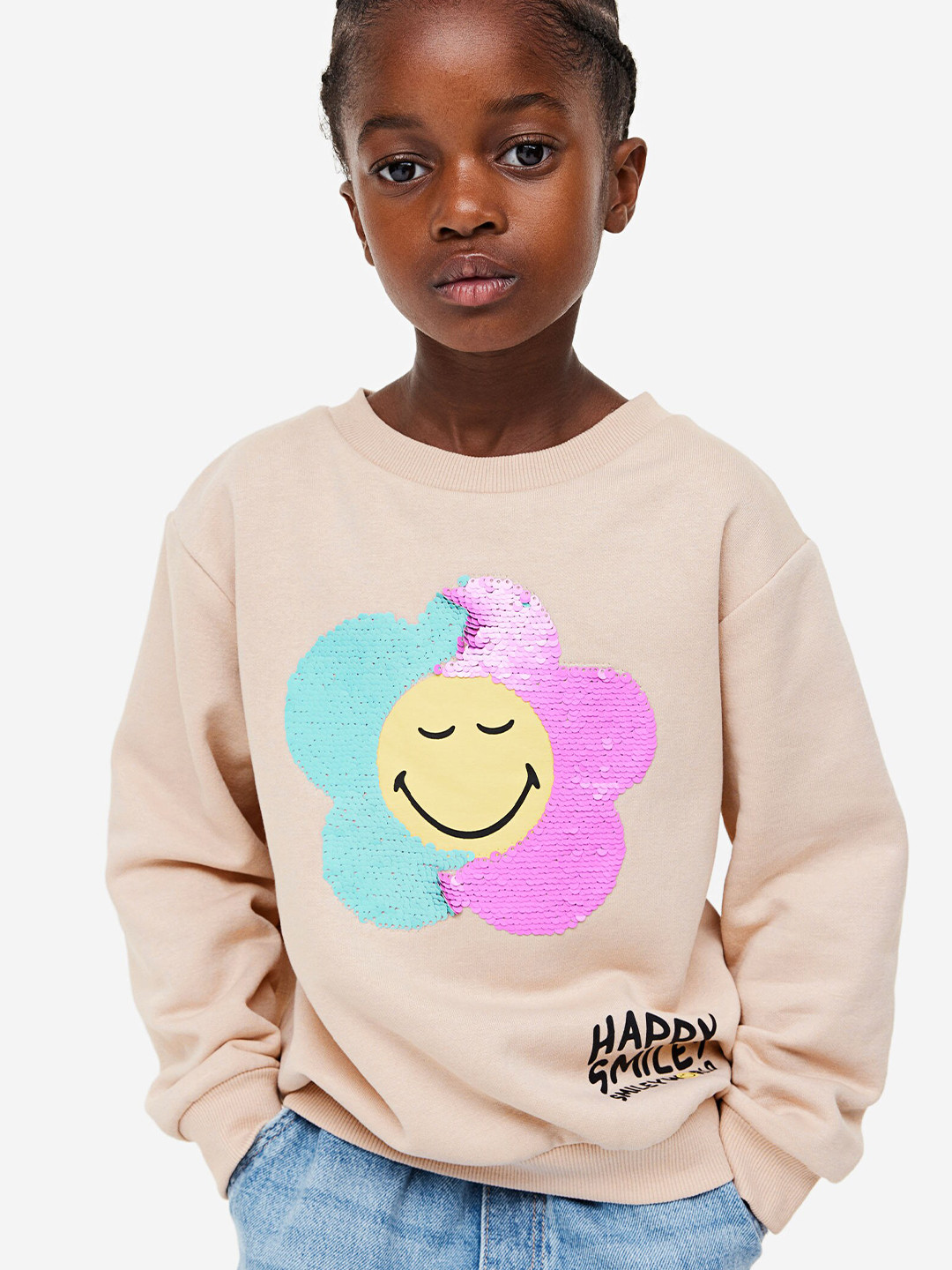 

H&M Girls Printed Sweatshirt, Beige