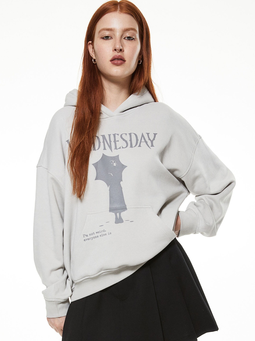 

H&M Oversized Motif-Detail Hoodie, Grey