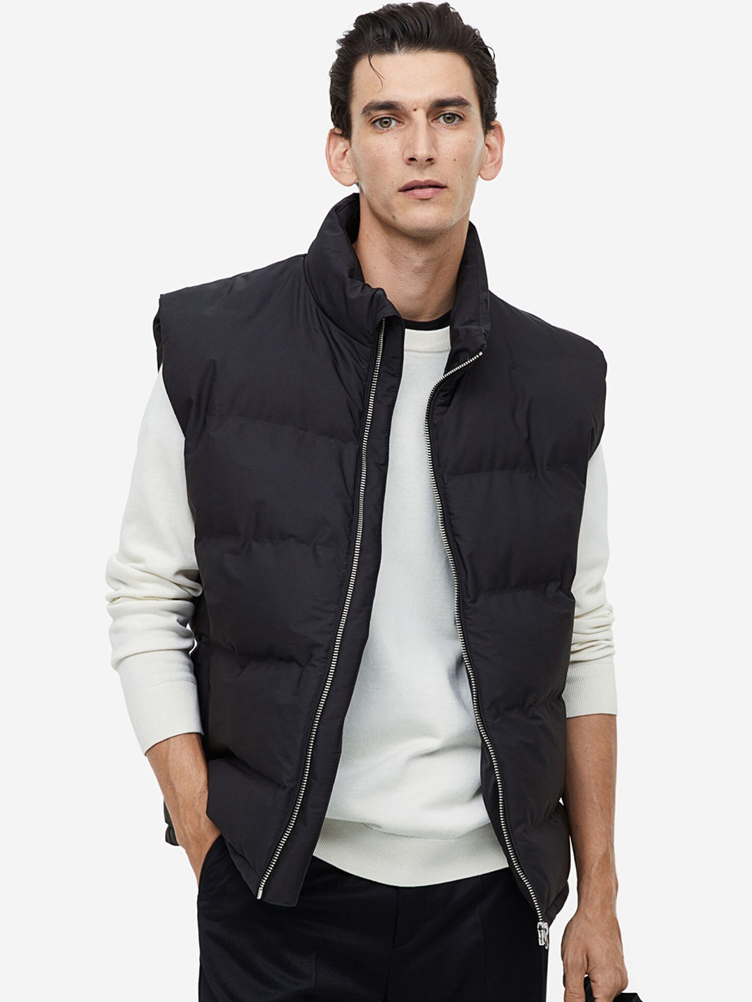 

H&M Water-Repellent Puffer Gilet, Black
