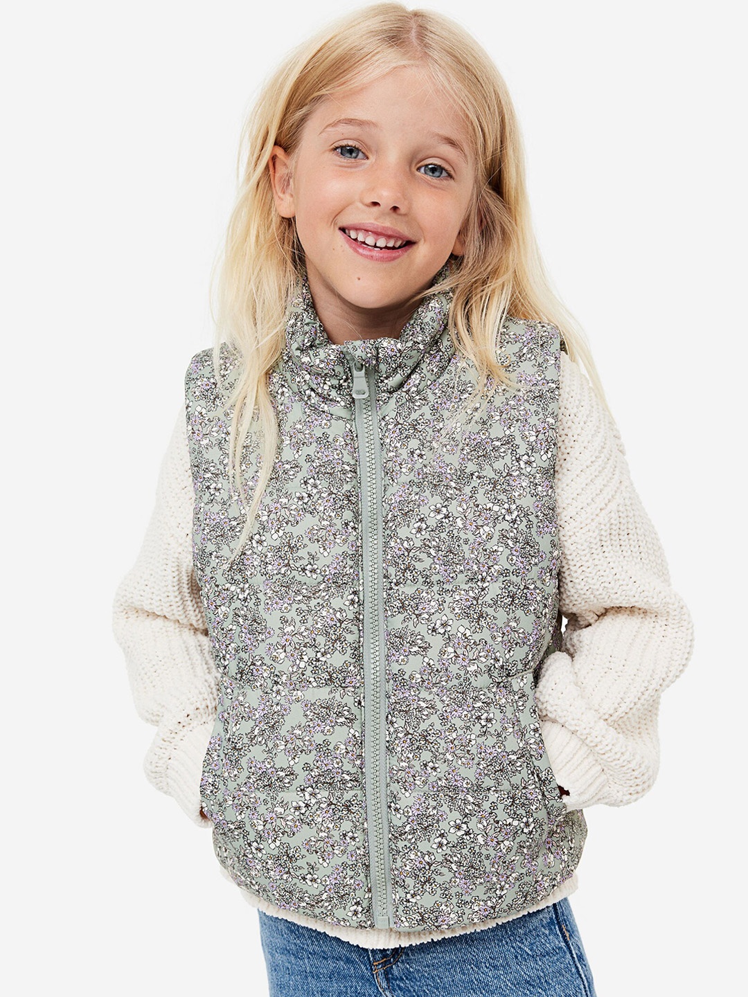 

H&M Girls Puffer Gilet, Green