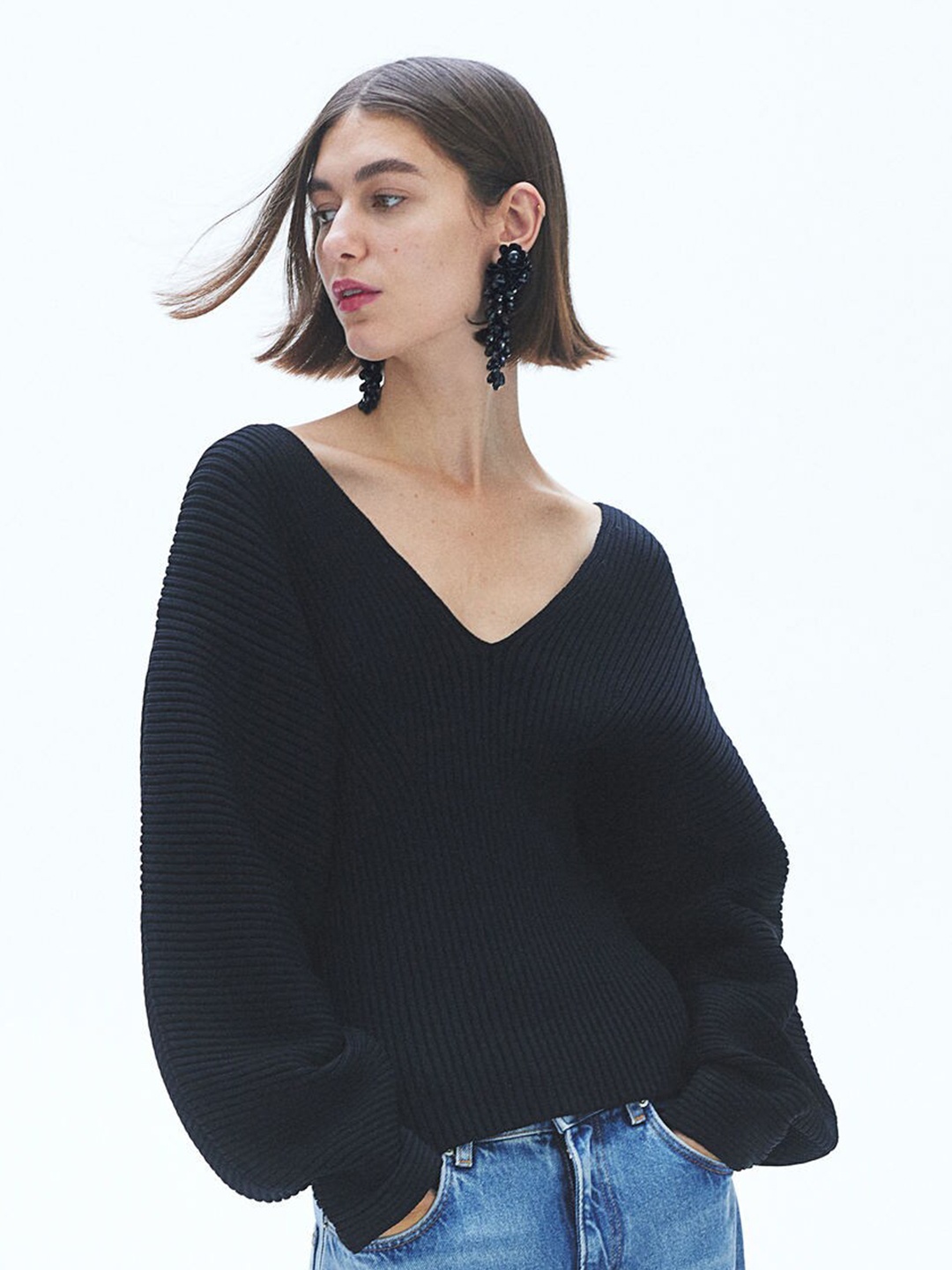 

H&M Rib-Knit Jumper, Black