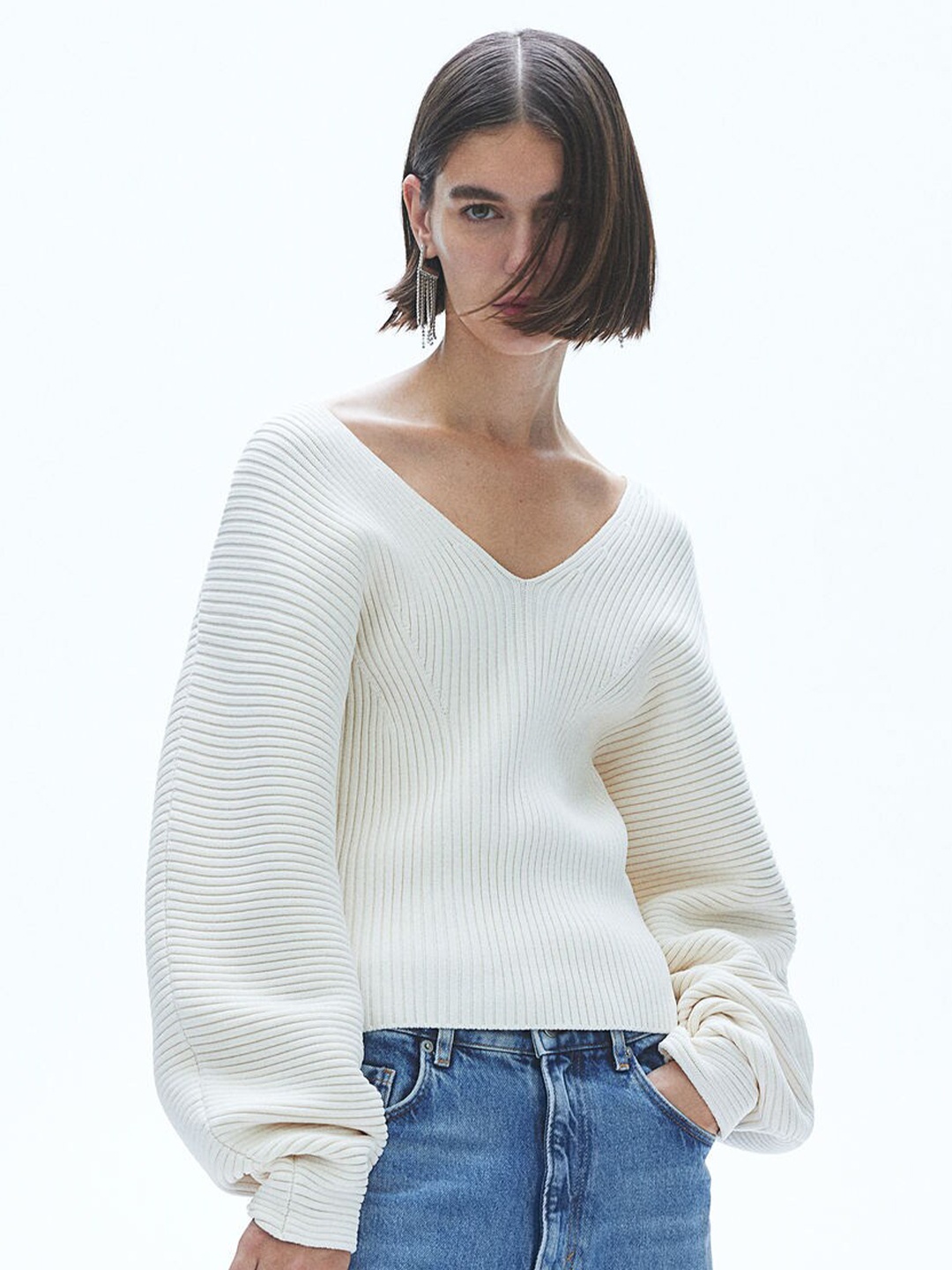 

H&M Rib-Knit Jumper, White