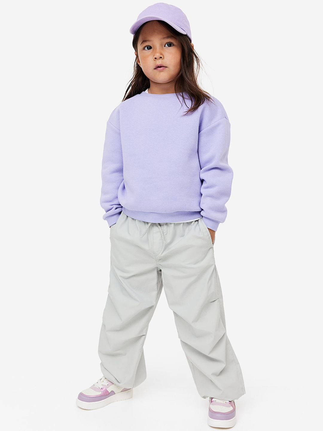

H&M Girls Pure Cotton Parachute Joggers, Grey
