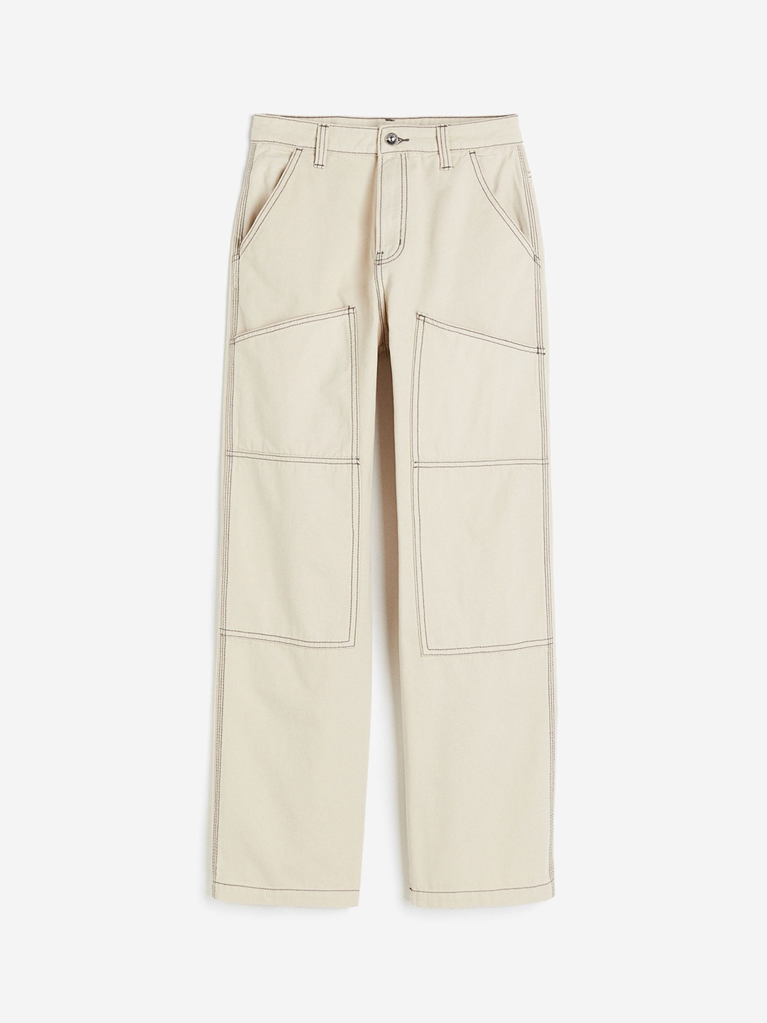

H&M Women Twill Worker Trousers, Beige