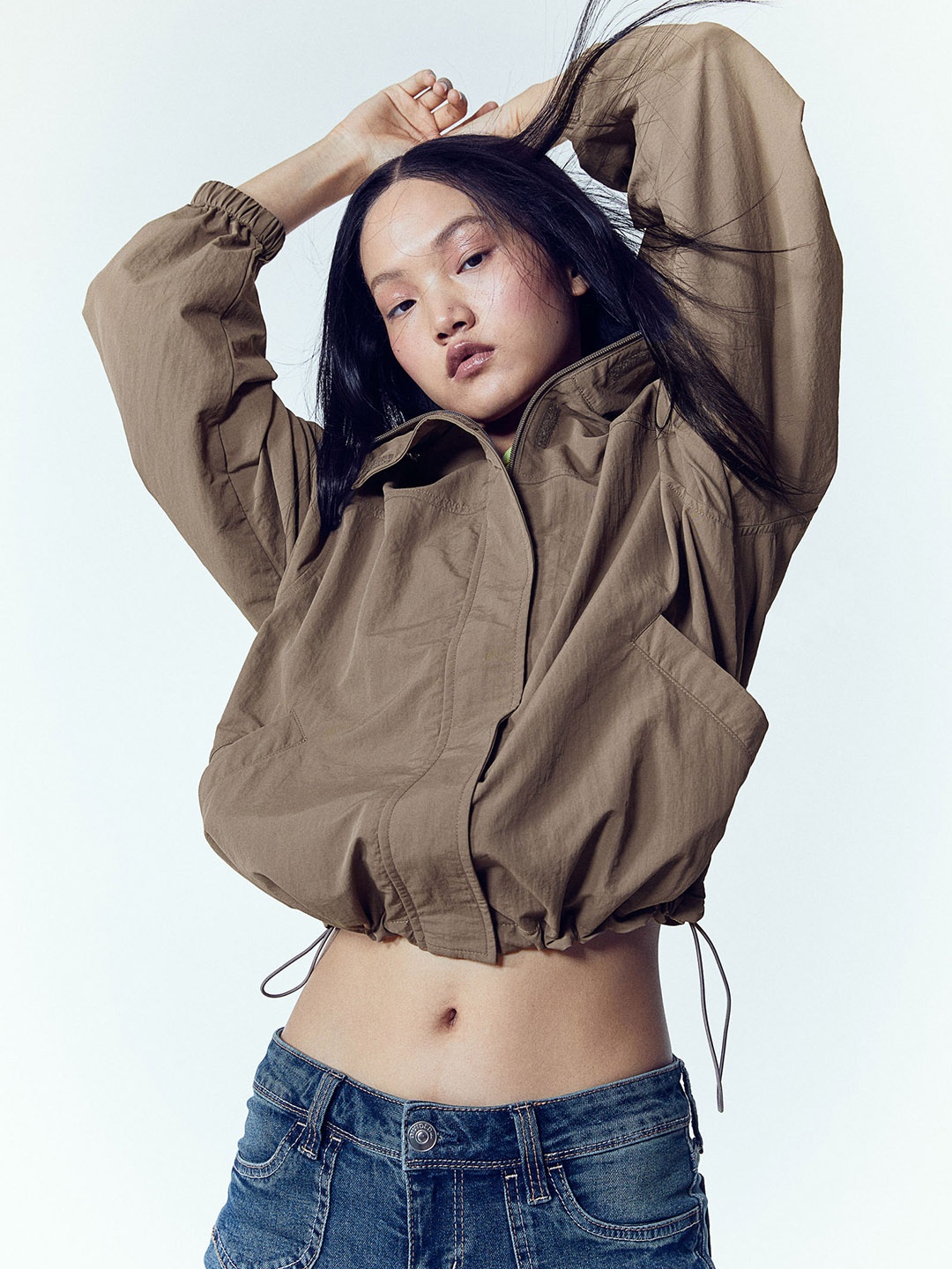

H&M Nylon Windbreaker, Beige