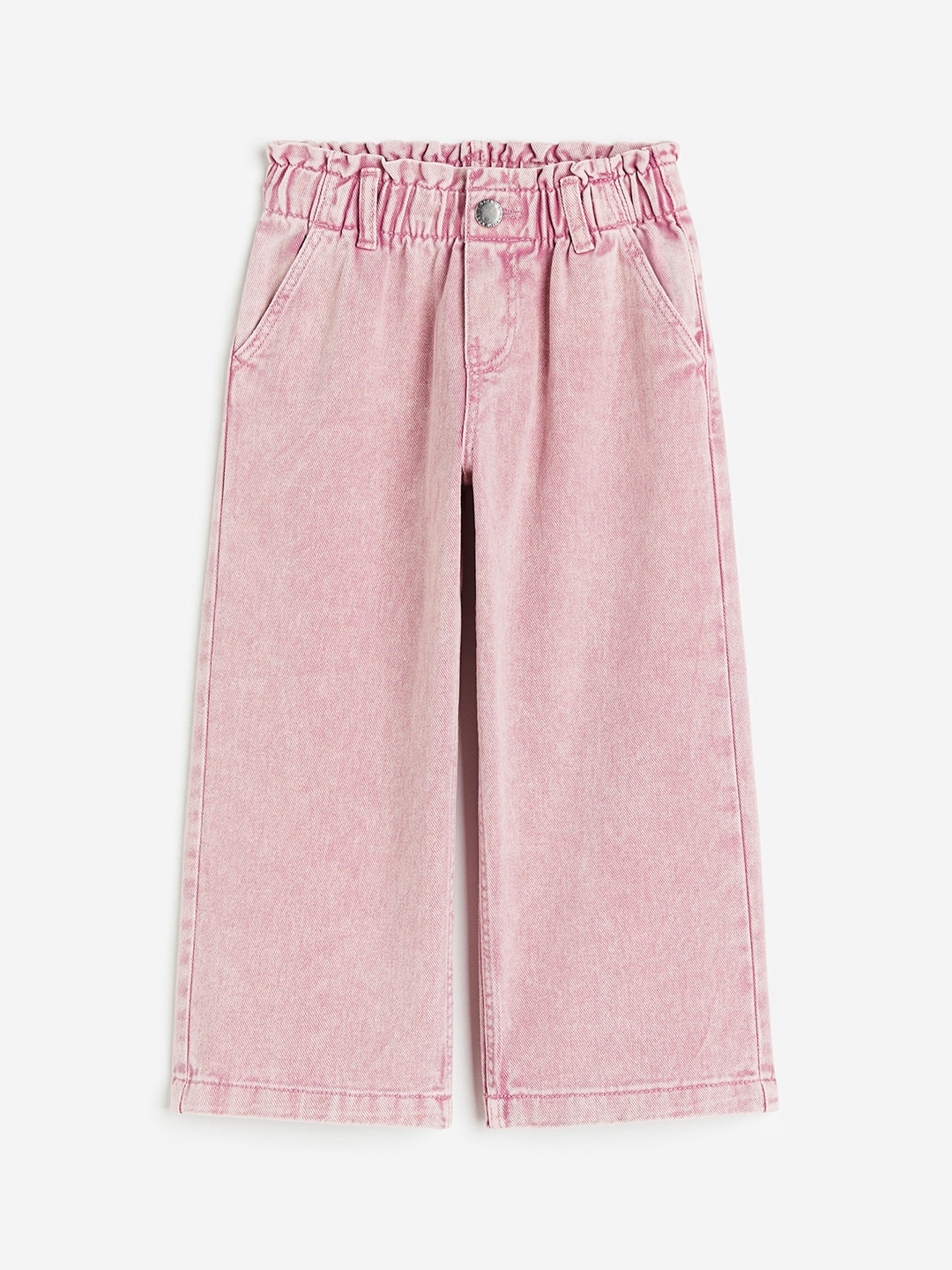 

H&M Girls Pure Cotton Wide Leg Paper Bag Jeans, Pink