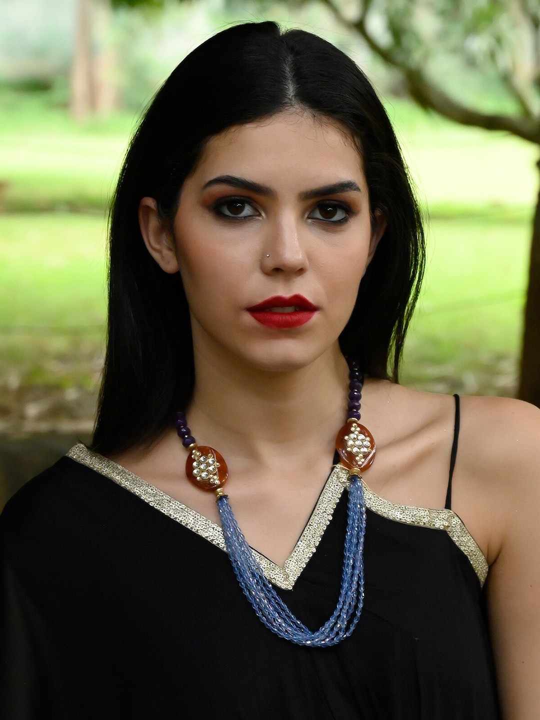 

ODETTE Layered Beaded Necklace, Blue