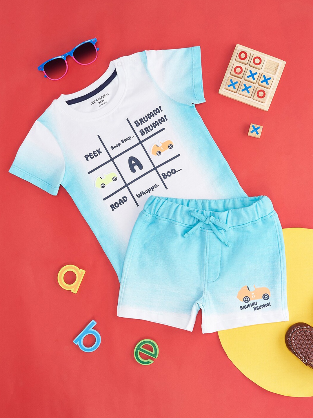 

Pantaloons Baby Infants Printed T-shirt With Shorts, White