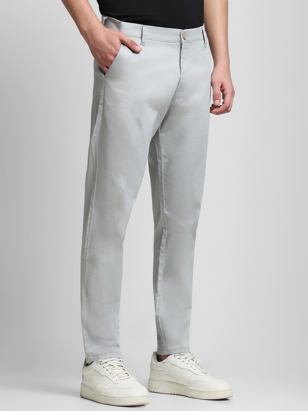 

Dennis Lingo Men Slim Fit Wrinkle Free Chinos Trousers, Grey