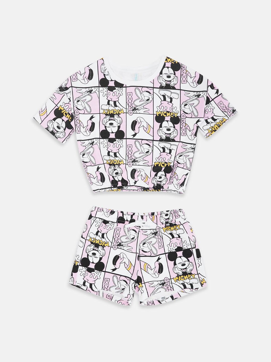 

Pantaloons Junior Girls Minnie Mouse Printed Pure Cotton Top With Shorts, Off white