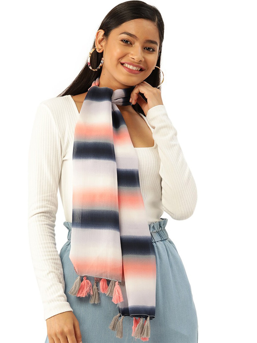 

Trend Arrest Women Striped Scarf, Black