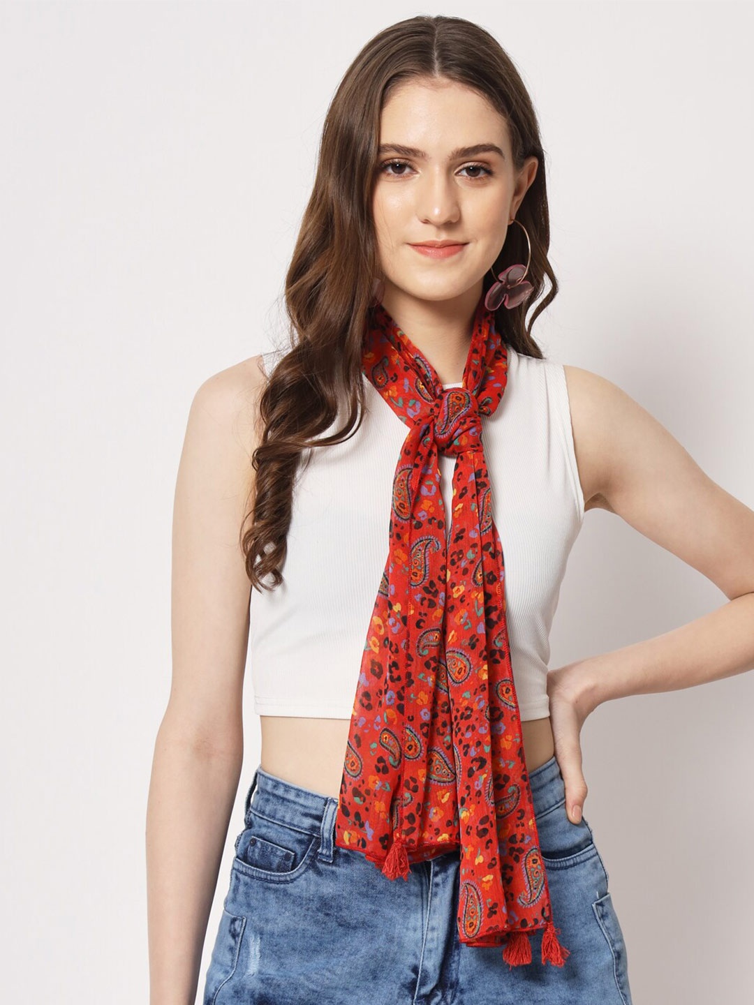 

Trend Arrest Women Paisley Printed Scarf, Red