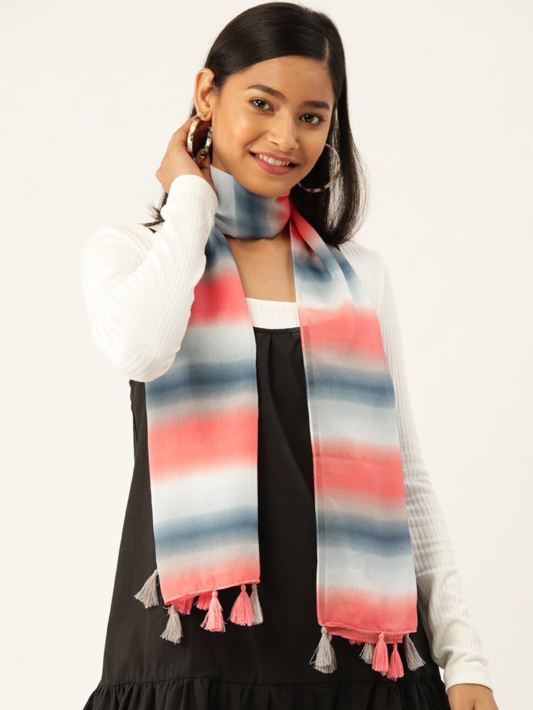 

Trend Arrest Women Striped Scarf, White