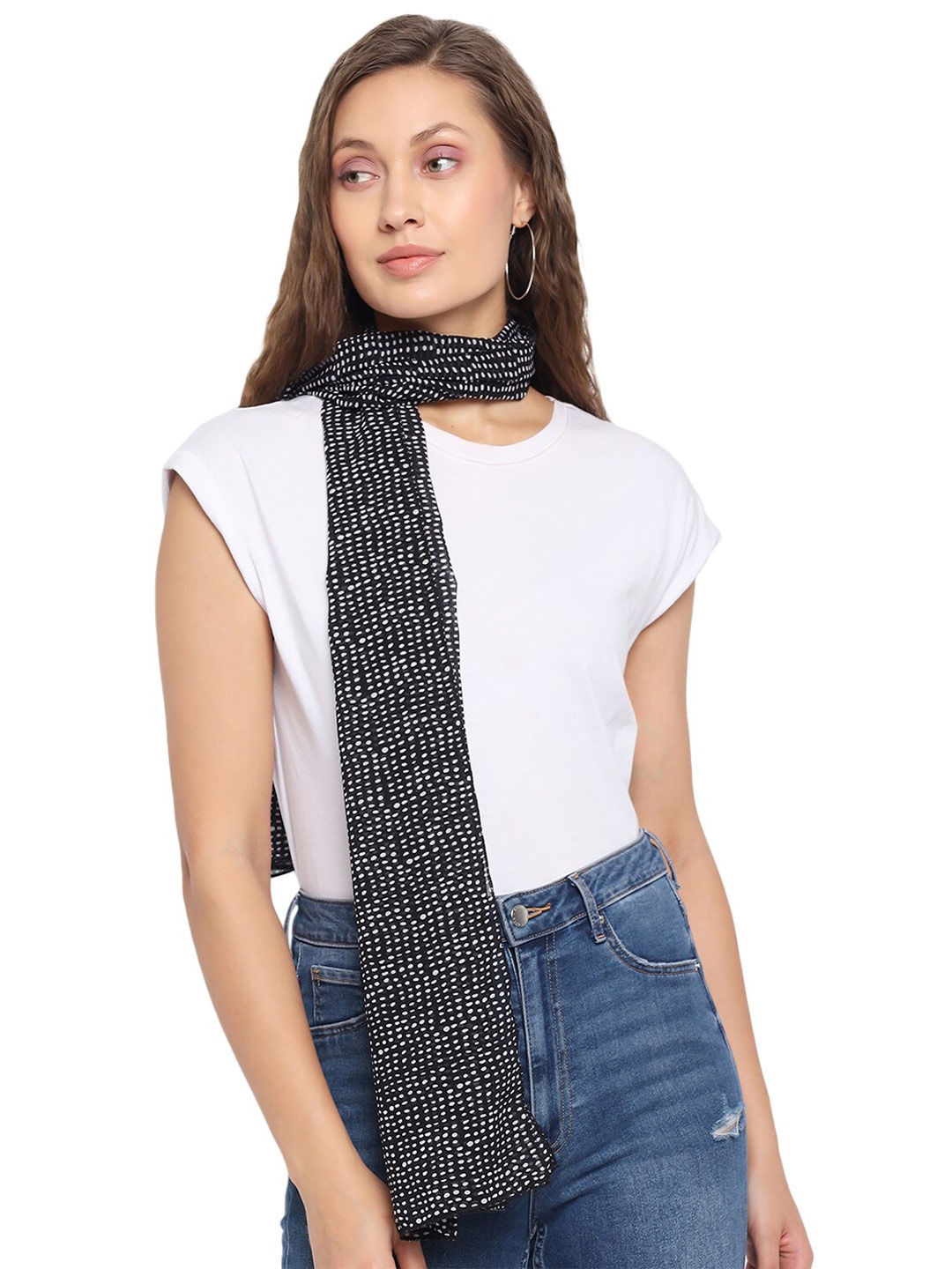 

Trend Arrest Women Polka Dot Printed Scarf, Black