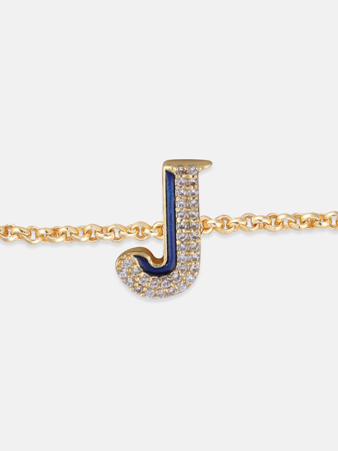 

Tipsyfly Women J Letter Charm Beaded Rakhi, Gold
