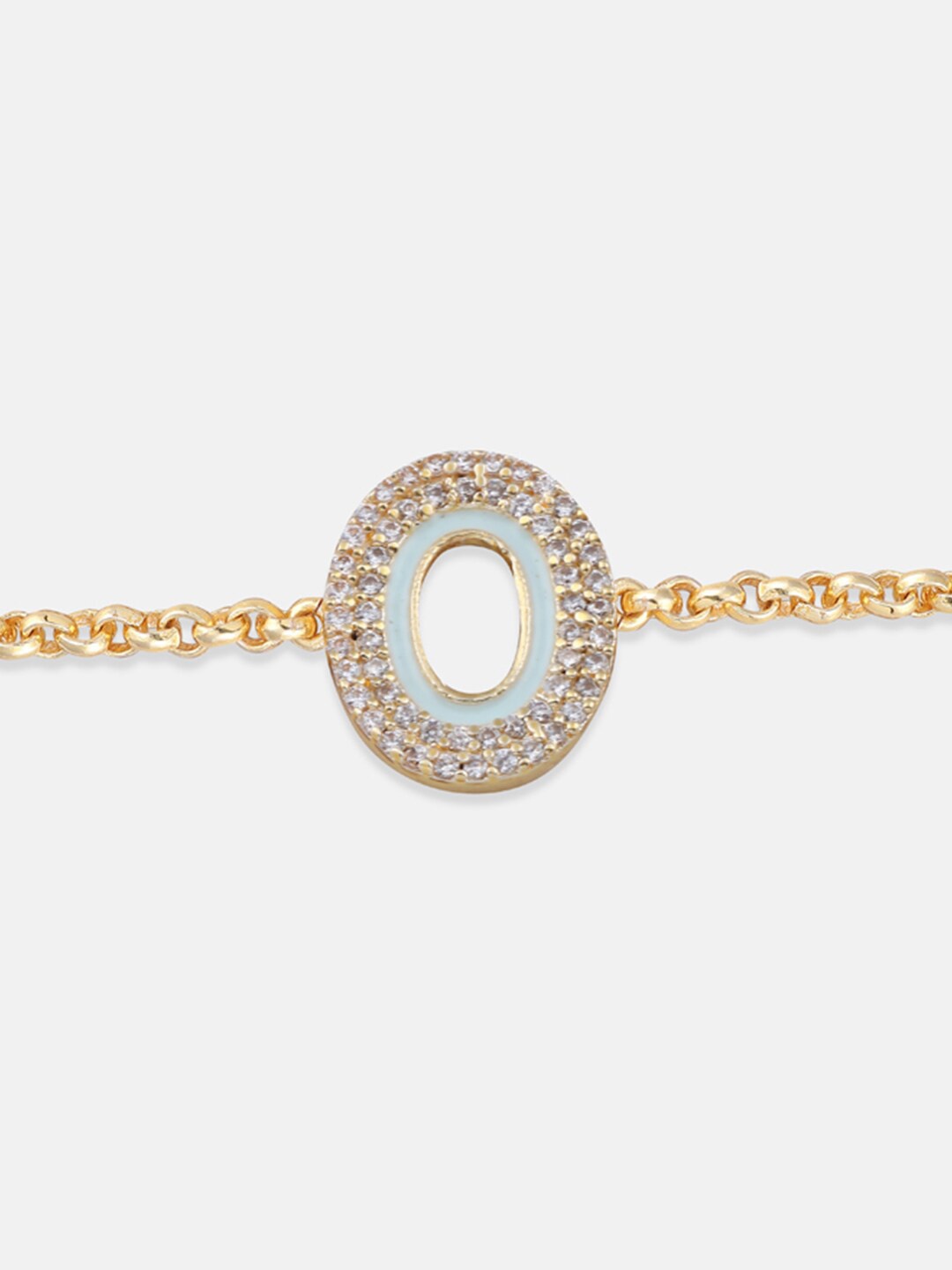 

Tipsyfly Women O Letter Charm Beaded & Stone-Studded Rakhi, Gold