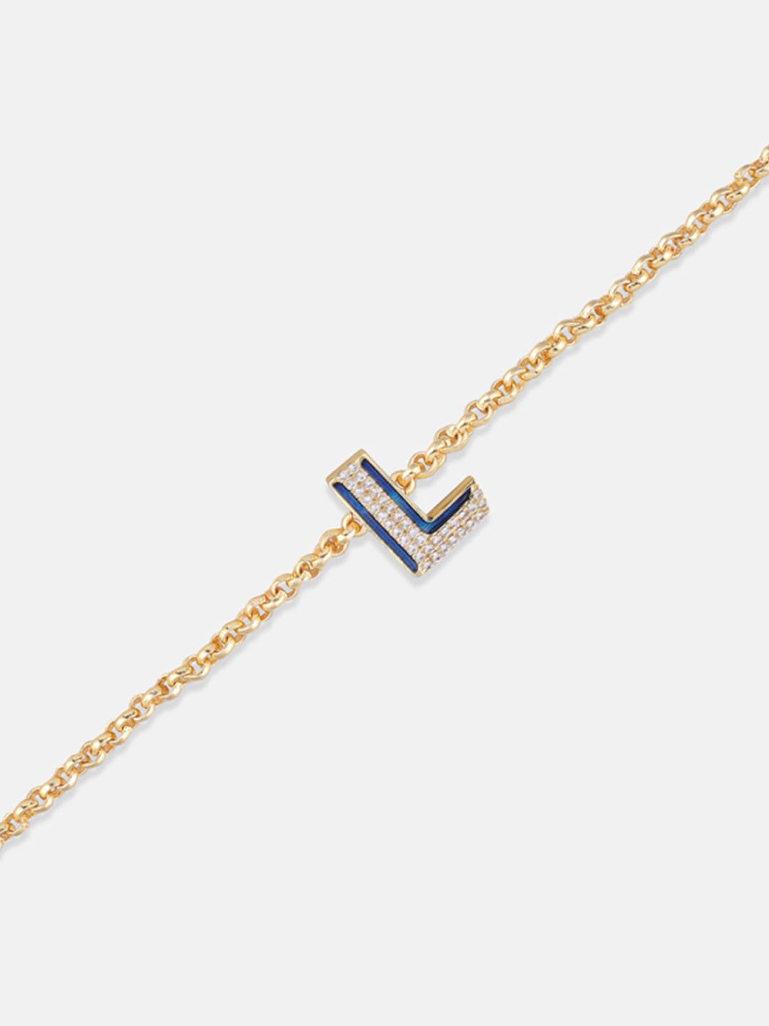 

Tipsyfly Gold-Plated L Letter Charm Stone-Studded Rakhi
