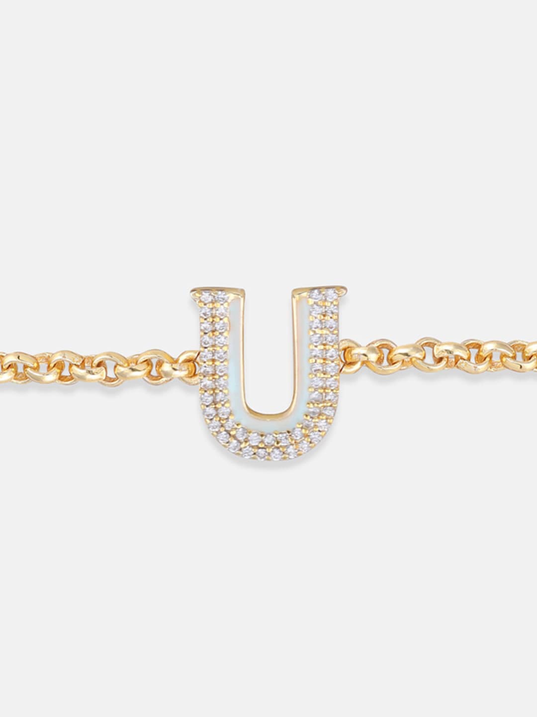 

Tipsyfly Gold-Plated U Letter Charm Stone-Studded Rakhi