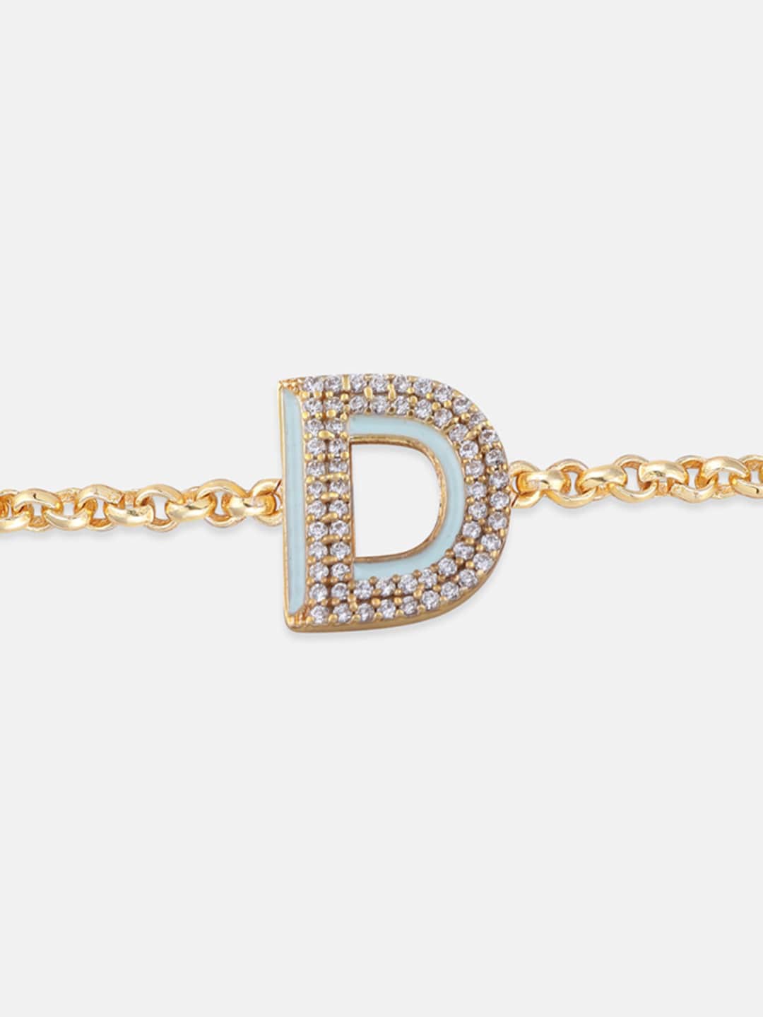 

Tipsyfly Gold-Plated D Letter Charm Stone-Studded Rakhi