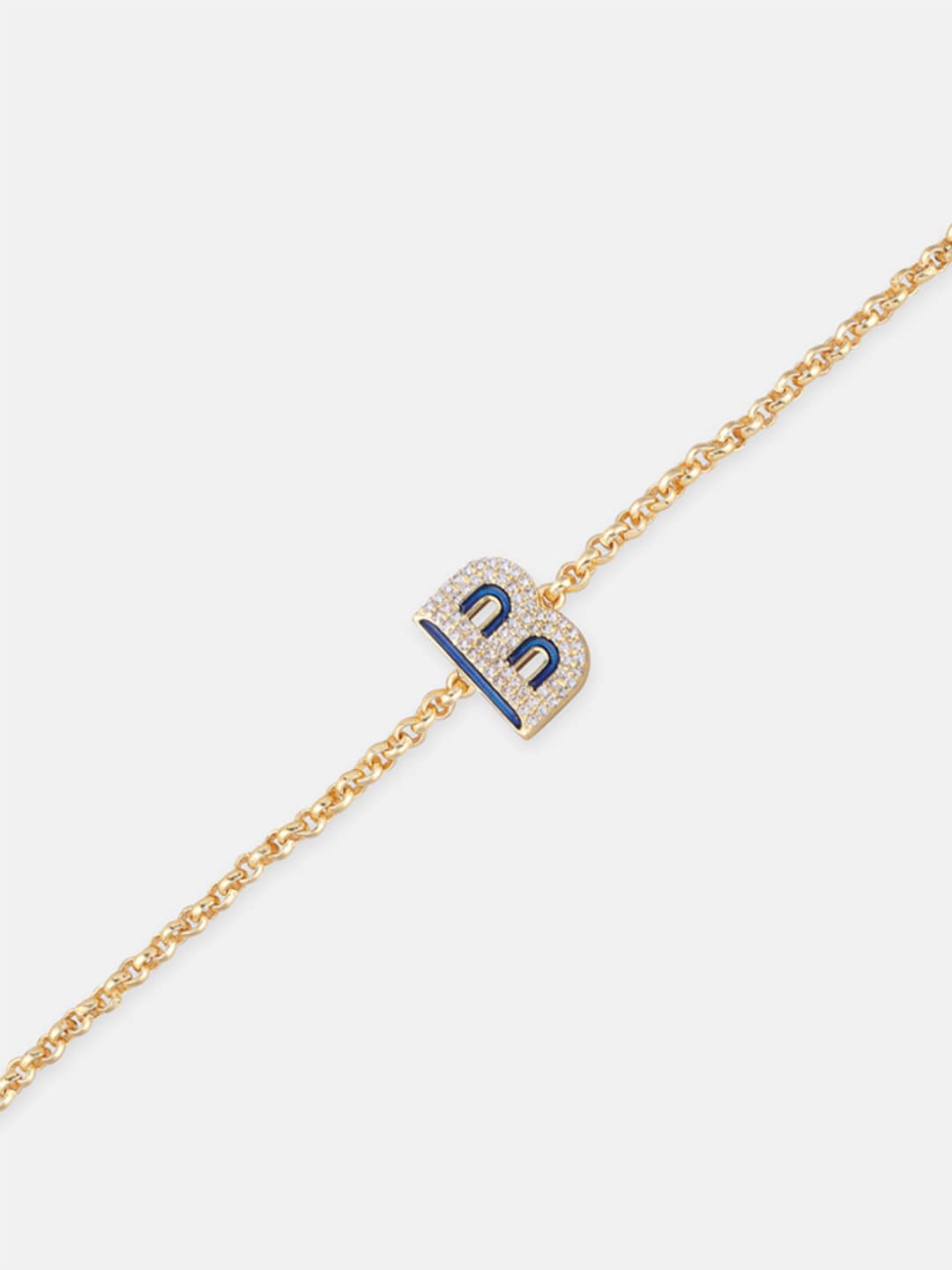 

Tipsyfly B Letter Charm Beaded & Stone-Studded Rakhi, Gold