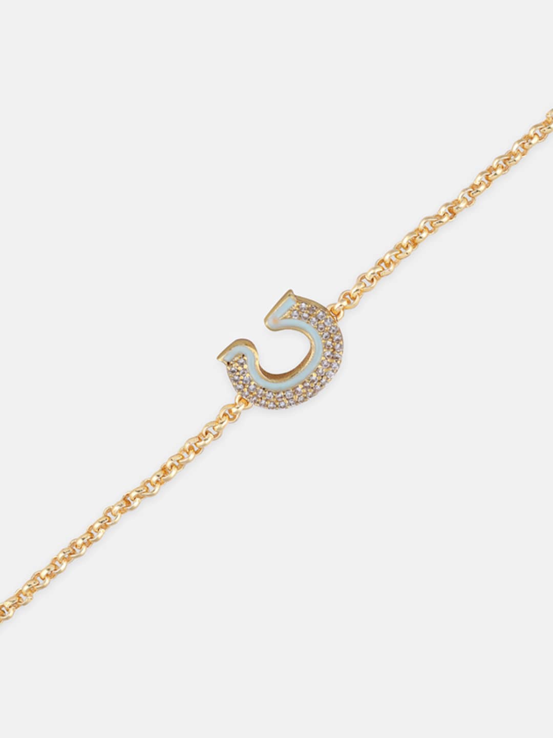 

Tipsyfly C Letter Charm Beaded & Stone-Studded Rakhi, Gold