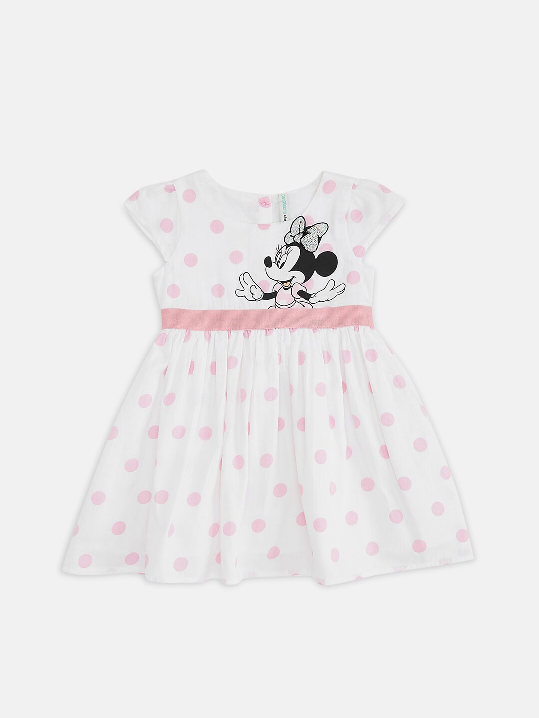 

Pantaloons Baby Infant Girls Polka Dots Printed Cap Sleeves Cotton Fit & Flare Dress, Off white