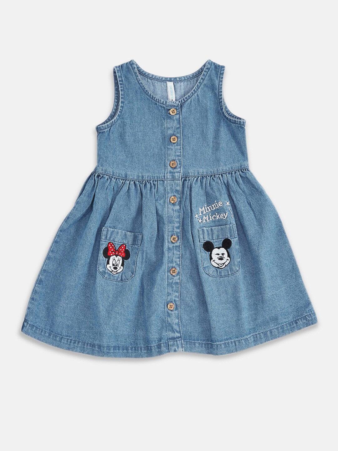 

Pantaloons Baby Infant Girls Gathered Cotton Fit & Flare Dress, Blue